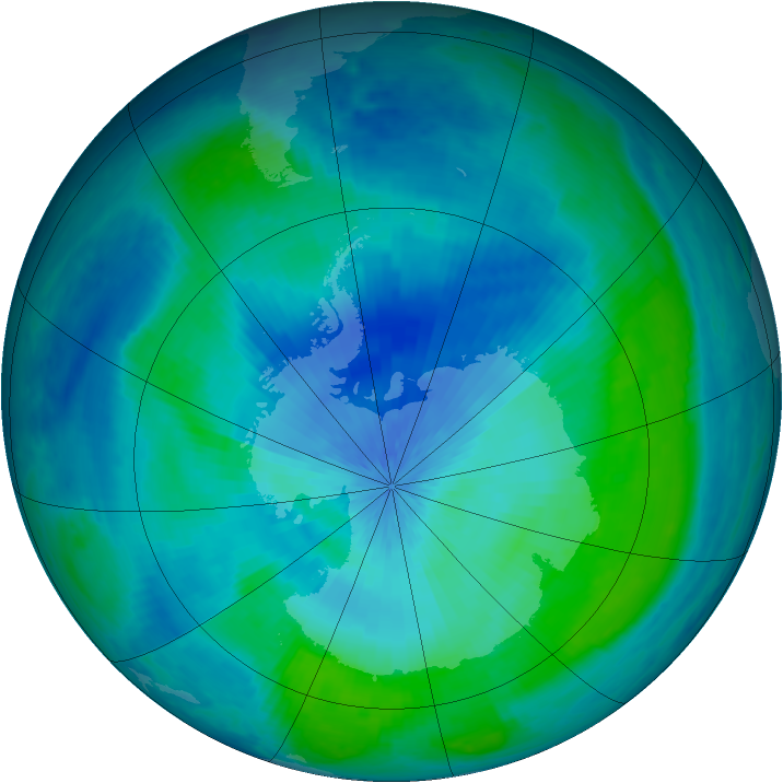 Antarctic ozone map for 28 February 2001